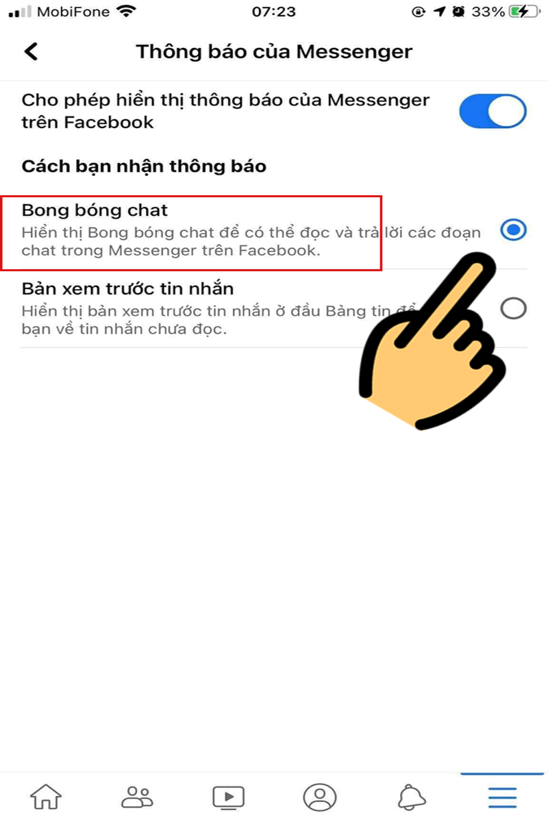 cach mo bong bong chat messenger tren IPhone ios 14