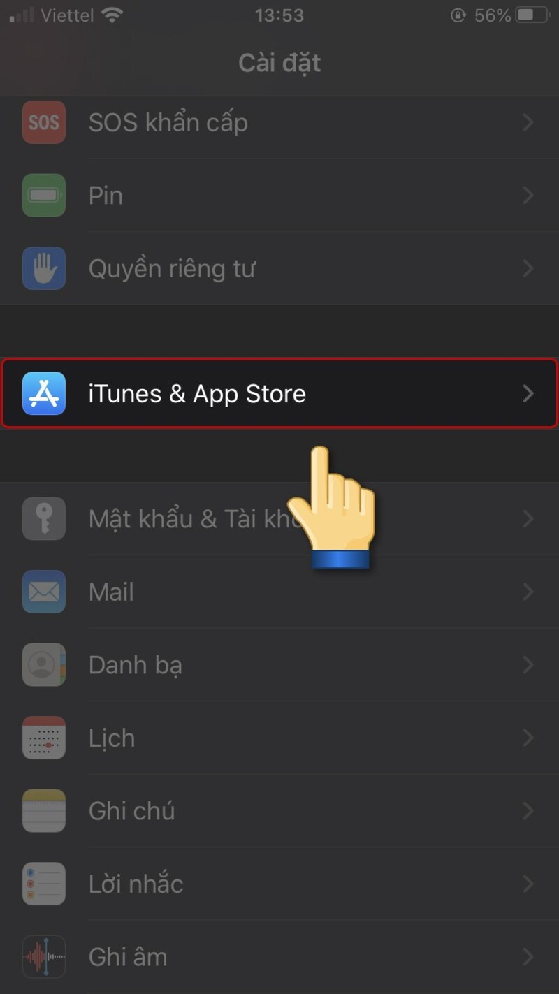 Chọn iTunes & App Store