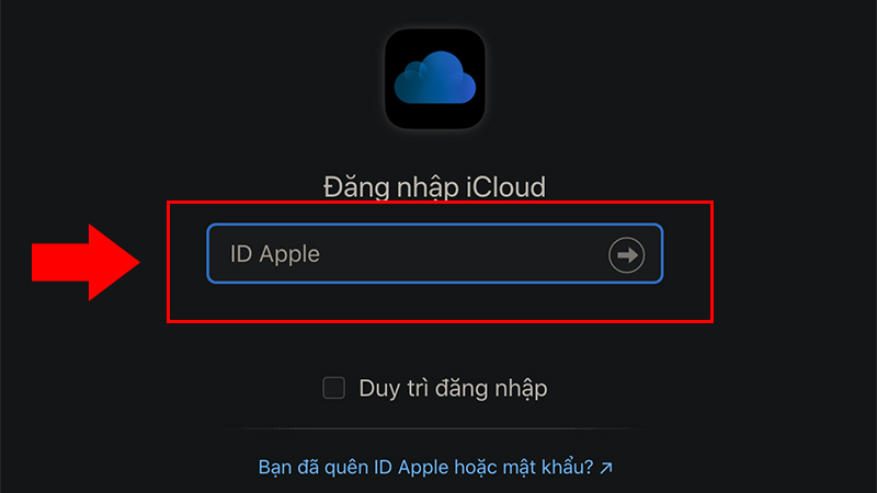 Đăng nhập với Apple ID cùng theo với mật khẩu
