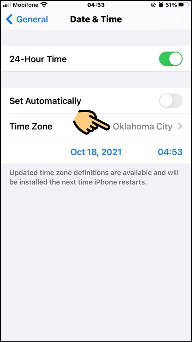 Chọn Time Zone ở thành phố bất kỳ của nước Mỹ
